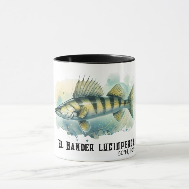Aquarell-Serie: Zander/Walleye Tasse (Zentrum)