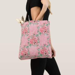 Aquarell Shabby Chic rosa Rosen und Punkte