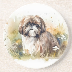 Aquarell-Shih-Tzu Getränkeuntersetzer