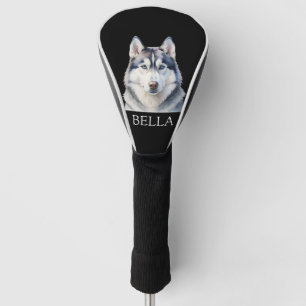 Aquarell-Sibirischer-Husky-Blaue-Augen-Kunstwerk Golf Headcover