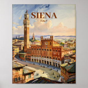 Aquarell Siena Italien Vintage Piazza del Campo Poster