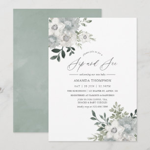 Aquarell Silber-Salbei-Blumen-Sip-and-See-Einladun Einladung