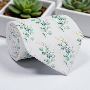 Aquarell Silber-Salbei-Grün-Eukalyptus-Grün Krawatte