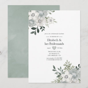 Aquarell Silber-Salbei-Jungfern-Lunch Einladung
