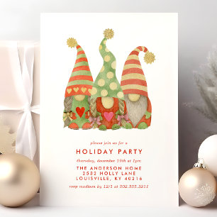 Aquarell Skandinavische Gnome Weihnachtsfeier Feiertagskarte