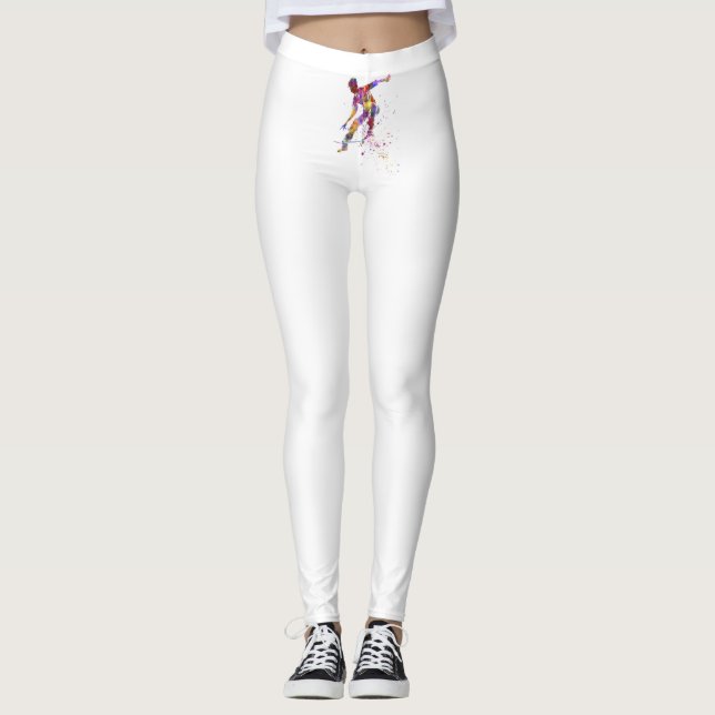 Aquarell-Skater Leggings (Vorderseite)