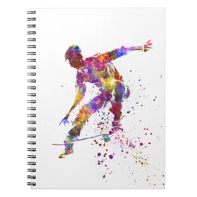 Aquarell-Skater Notizblock (Vorderseite)