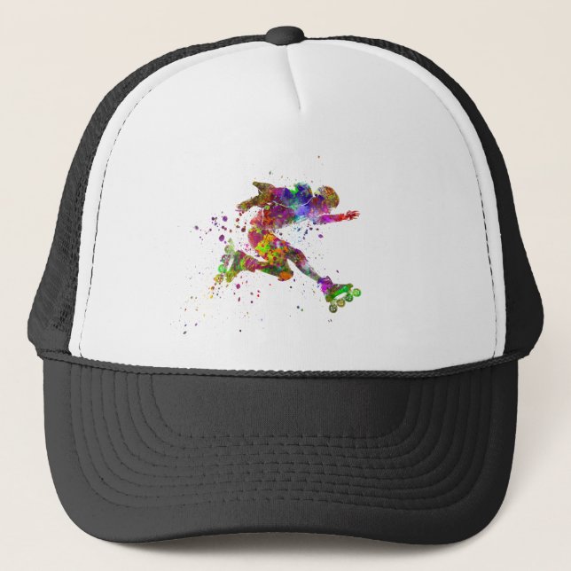 Aquarell-Skater Truckerkappe (Vorderseite)