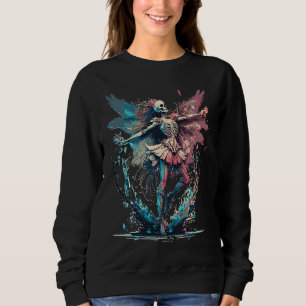 Aquarell-Skelett-Fee Gothic Fairycore Grunge Sweatshirt