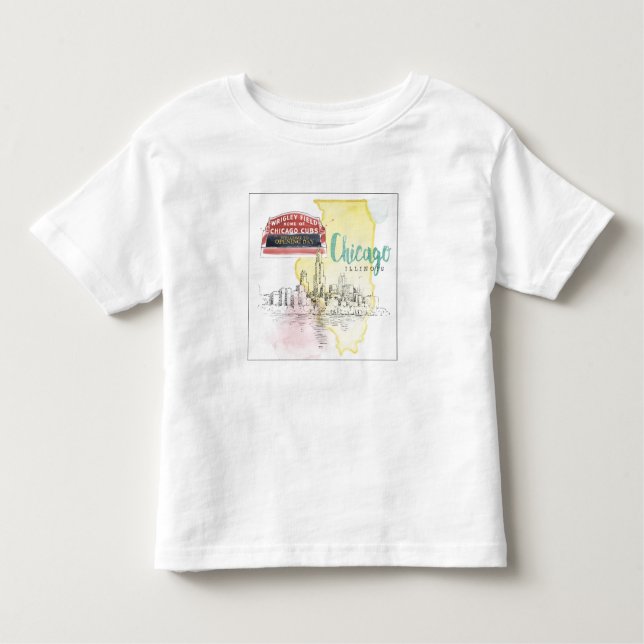Aquarell-Skizze Chicagos, Illinois | Kleinkind T-shirt (Vorderseite)