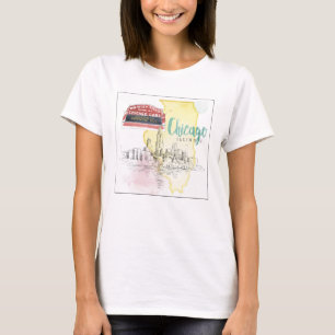 Aquarell-Skizze Chicagos, Illinois T-Shirt