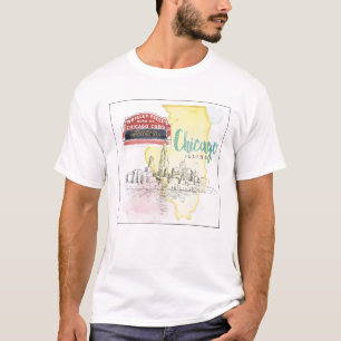 Aquarell-Skizze Chicagos, Illinois   T-Shirt