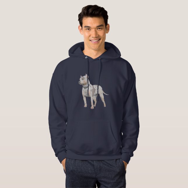 Aquarell-Skizze-Pitbull-Hund Hoodie (Vorne ganz)