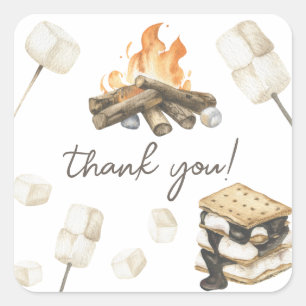Aquarell S'more Baby-Shower Danke Quadratischer Aufkleber