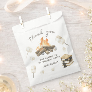 Aquarell S'more Lagerfeuer 1. Geburtstag Danke Geschenktütchen