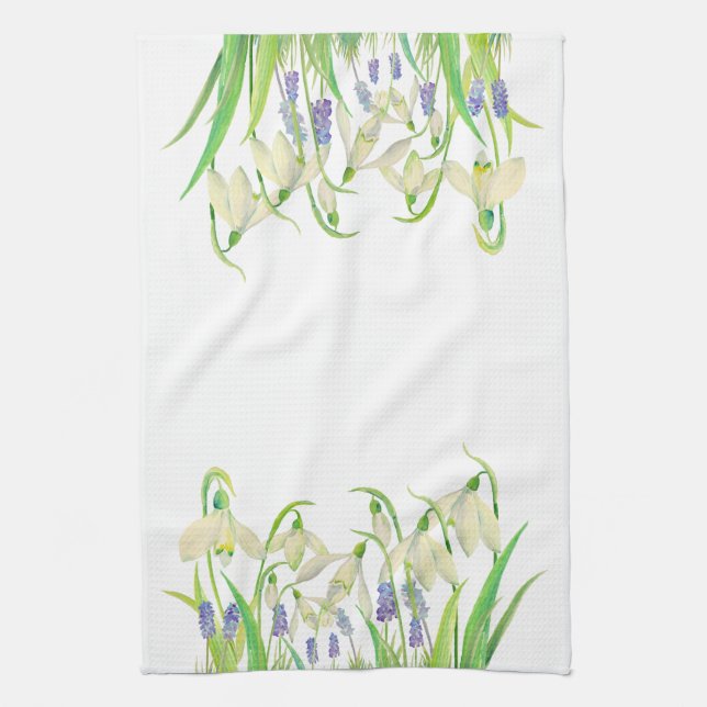 Aquarell Snowdrops und Muscari Handtuch (Vertikal)