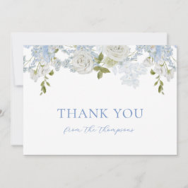 Aquarell Soft Blue Flowers Baby Boy Dusche Dankeskarte