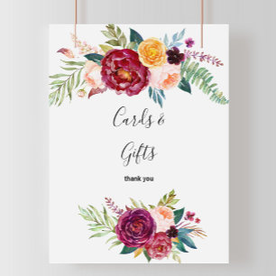 Aquarell Sommer Blumenkarten und Geschenke Schild