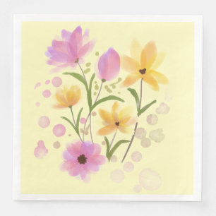 Aquarell-Sommer-Blumenstrauß Serviette