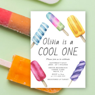 Aquarell-Sommer-Eis-am-Stiel-Kindergeburtstag Einladung