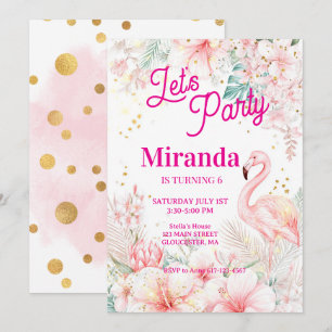 Aquarell Sommer Mädchen Party Einladung