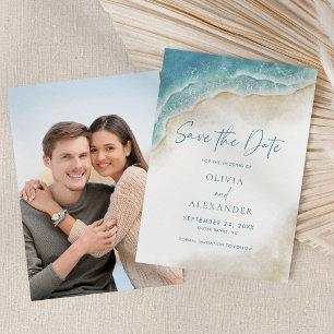 Aquarell Sommer Ozean Strand Hochzeitsfoto Save The Date