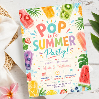 Aquarell Sommer-Popsicle-Party Pool Tropisch Einladung