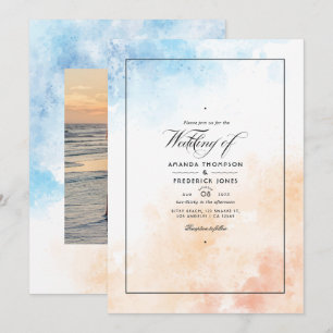 Aquarell-Sommer-Strand-Hochzeitseinladung Einladung