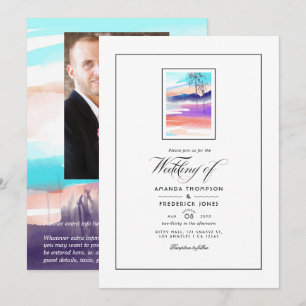Aquarell-Sommer-Strand-Hochzeitseinladung Einladung
