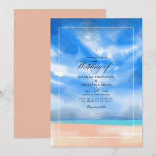 Aquarell-Sommer-Strand-Hochzeitseinladung Einladung