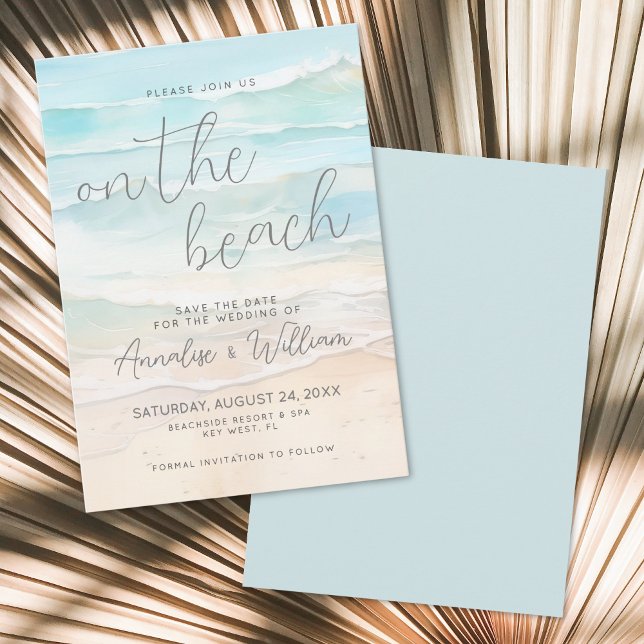 Aquarell Sommer Strandhochzeit Save The Date (Watercolor Summer On The Beach Wedding Save the Date)