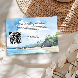 Aquarell-Sommer-Strandhochzeits-Website-QR-Code Begleitkarte