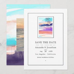 Aquarell-Sommer-Strandhochzeitsfoto Save The Date