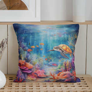 Aquarell Sommer Unterwasserwelt Kissen