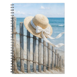 Aquarell-Sommerhut auf einem Zaunpfosten Notizblock