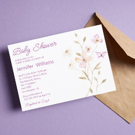 Aquarell Sommerrosa Blütendusche Einladung