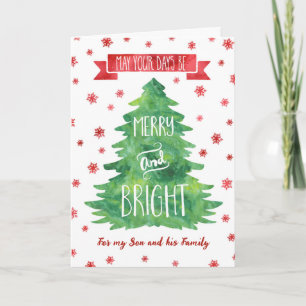 Aquarell Son & Family Frohe Weihnachtskarte Feiertagskarte