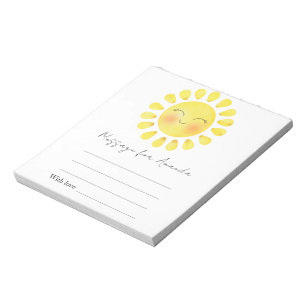 Aquarell-Sonne-Geburtstags-Zeitkapsel-Nachricht Notizblock