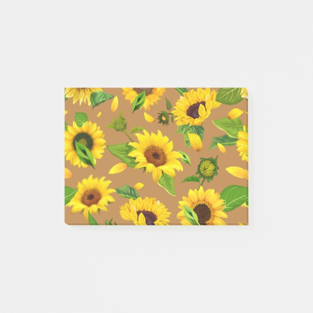 Aquarell-Sonnenblume 5 Post-it Klebezettel (Vorderseite)