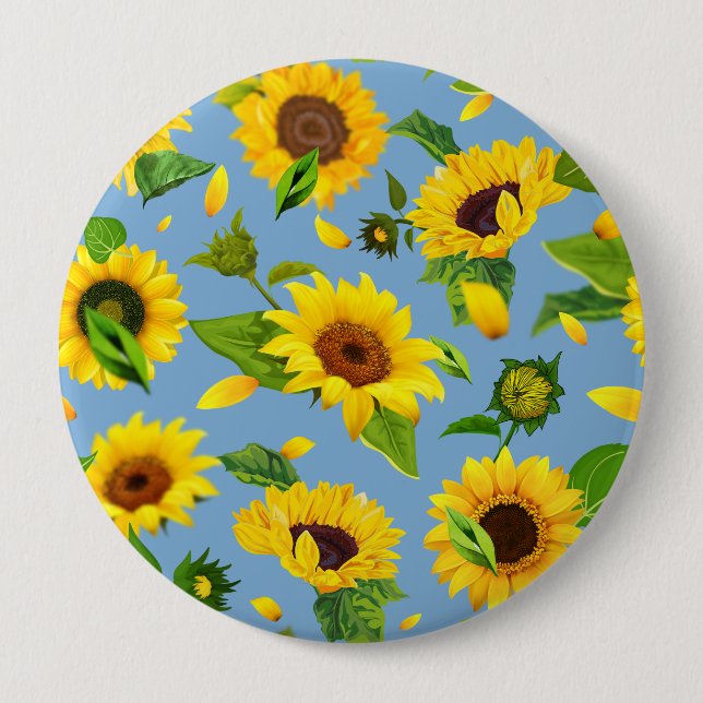 Aquarell-Sonnenblume 6 Button (Vorderseite)