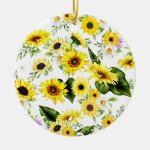Aquarell Sonnenblume 7 Keramik Ornament