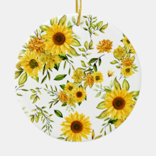 Aquarell-Sonnenblume 8 Keramik Ornament
