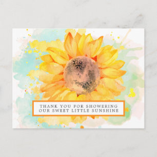 Aquarell-Sonnenblume-Baby-Shower-Dankeschön Postkarte