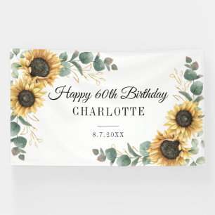 Aquarell-Sonnenblume-Blumen 60. Geburtstag Banner