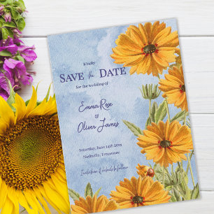 Aquarell-Sonnenblume-Boho-Hochzeit "Save the Date" Save The Date