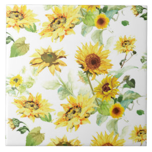 Aquarell-Sonnenblume Fliese