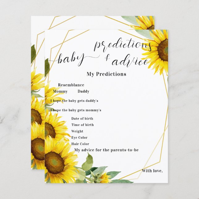 Aquarell Sonnenblume Kinderdusche Flyer (Vorne/Hinten)