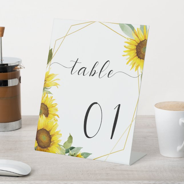 Aquarell Sonnenblume Kinderdusche Tischnummern Sockelschild (In SItu)