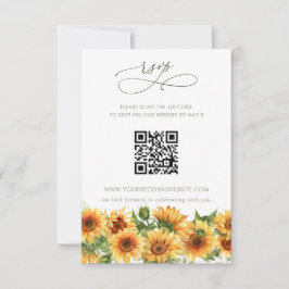 Aquarell-Sonnenblume-Landrhaus-Blumen-QR-Code RSVP Karte