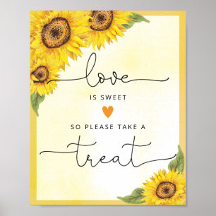 Aquarell-Sonnenblume Liebe ist süß, nimm dir eine  Poster